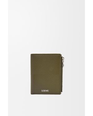 Loewe Luxury Slim Compact Walllet In Textured Classic Calfskin - Green