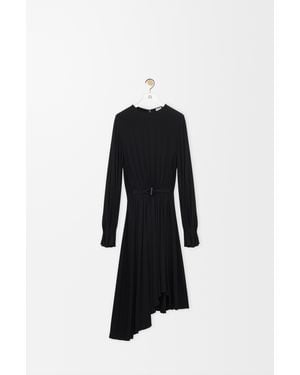 Loewe Draped Asymmetric Midi Dress - Black