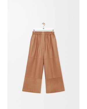 Loewe Luxury Cropped Trousers In Nappa Lambskin And Suede Goatskin For - Multicolour