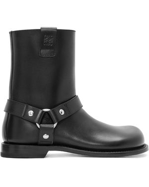 Loewe Luxury Campo Biker Boot In Calfskin - Black