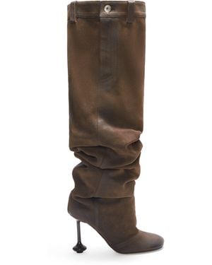 Loewe Luxury Toy Over The Knee Boot In Waxed Suede For - Natural