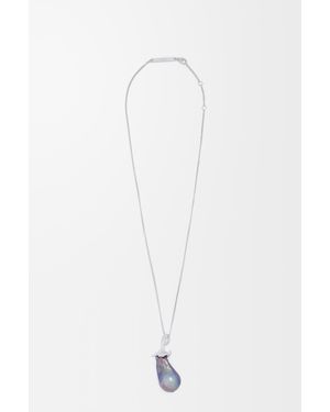 Loewe Collar Aubergine En Plata De Ley Y Perla Mujer - Blanco