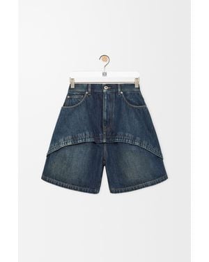Loewe Pantalón Corto En Denim Mujer - Azul