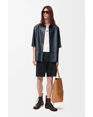 Loewe Luxury Short Sleeve Shirt In Nappa Lambskin - Blue