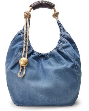 Loewe Medium Squeeze Bag In Washed Denim - Blue