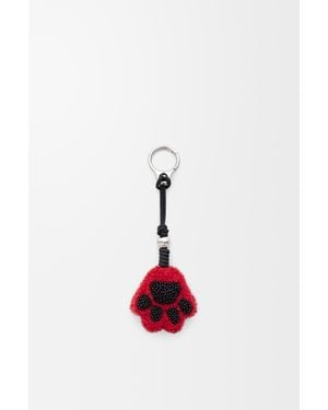 Loewe Charm Paw En Lana De Oveja Y Piel De Cuero Mujer - Rojo