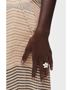 Loewe Luxury Flor Ring In Sterling Silver And Enamel - Brown