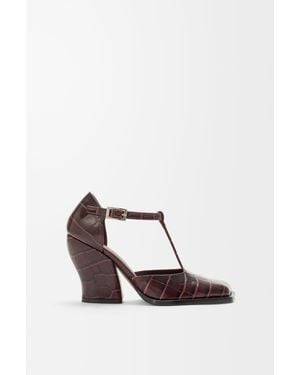 Loewe Zapato De Salón Onda Con Tira En T En Piel De Cuero Mujer - Blanco