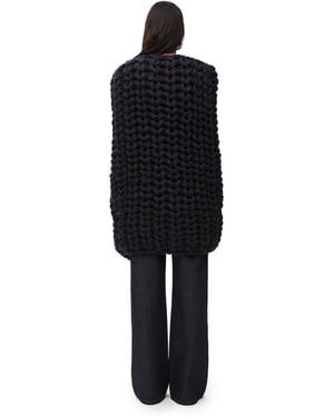 Loewe Sleeveless Cape In Wool - Black