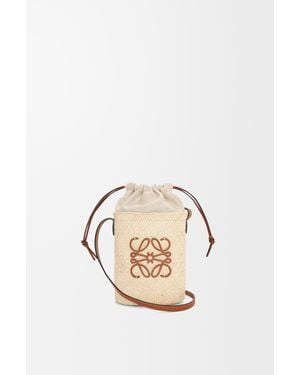 Loewe Luxury Square Pocket In Iraca Palm And Calfskin - Multicolour