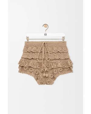 Loewe Pantalón Corto En Crochet De Algodón Mujer - Neutro
