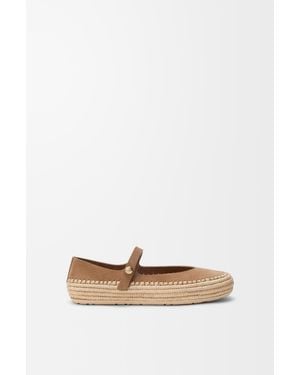 Loewe Rio Mary-Jane En Ante Y Rafia Mujer - Blanco