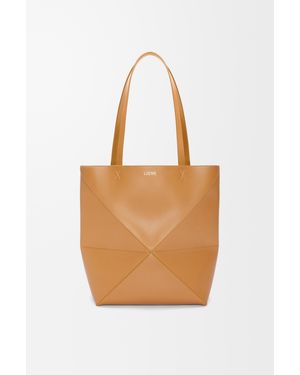 Loewe Burgundy Calfskin Puzzle Fold Tote Handbag For - Orange