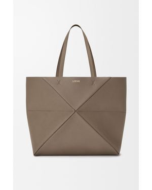 Loewe Large Horizontal Puzzle Fold Tote - Brown