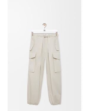Loewe Pantalón Cargo En Algodón Y Seda Mujer - Blanco