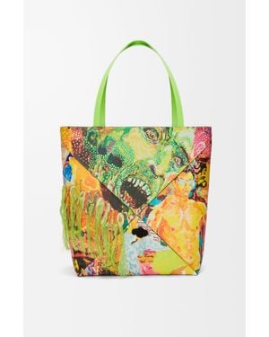 Loewe Xl Puzzle Fold Tote In Classic Calfskin - Yellow