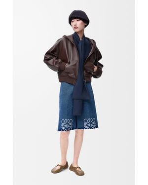 Loewe Luxury Anagram Shorts In Denim - Blue