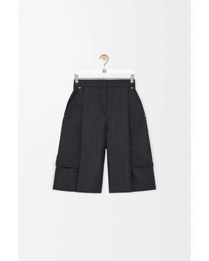 Loewe Pantalón Corto Cargo En Lana Mujer - Azul
