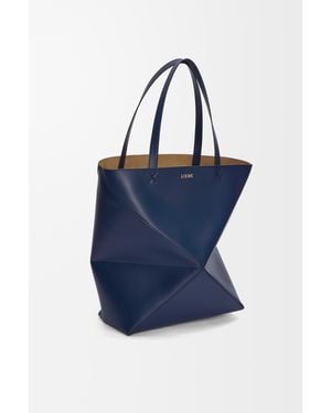 Loewe Xl Leather Puzzle Fold Tote Bag - Blue