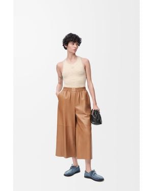 Loewe Luxury Cropped Pants In Nappa Lambskin - White