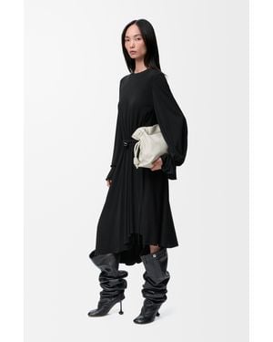 Loewe Draped Asymmetric Midi Dress - Black