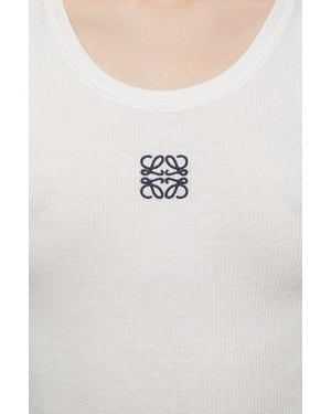Loewe Anagram-Embroidered Stretch-Cotton Tank Top - White