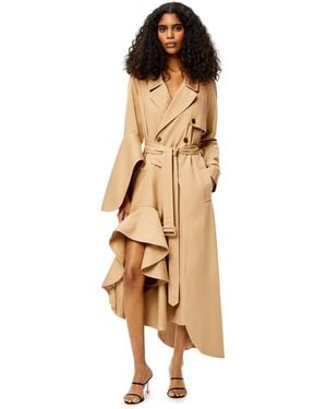 Loewe Luxury Ruffle Trench Coat In Cotton For Women - Natural