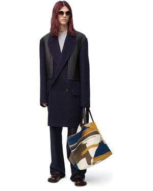 Loewe Peacoat In Wool And Cashmere - Blue