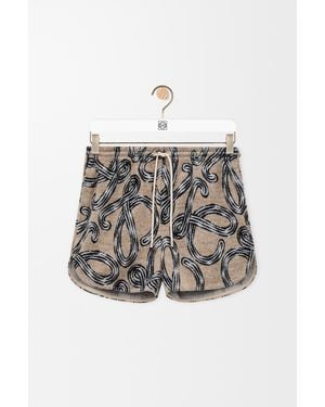 Loewe Pantalón Corto En Mezcla De Rizo De Algodón Mujer - Blanco