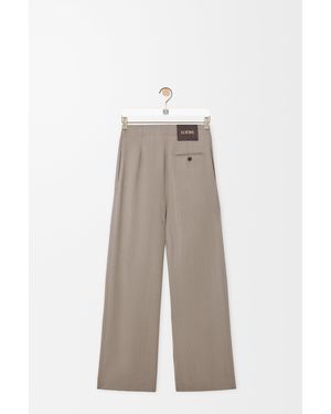 パンツ LOEWE Women Straight Pants S616Y1KX043046 BEIGE Loewe Trousers In Cotton And Silk | Lyst
