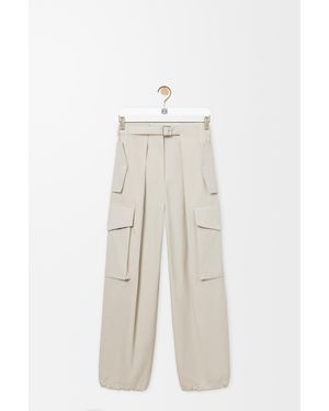 Loewe Pantalón Cargo En Algodón Y Seda Mujer - Blanco