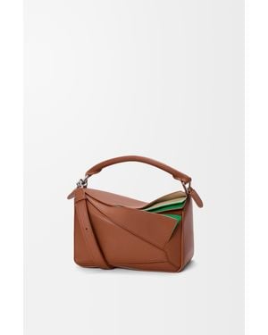 Loewe Bolso Puzzle Pequeño En Piel De Cuero Clásica En Capas Mujer - Negro