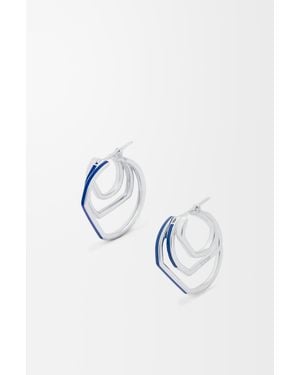 Loewe Stacked Hoop Earrings In Sterling Silver And Enamel - Blue