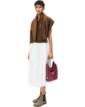 Loewe Dress In Llama, Wool And Technical Satin - White