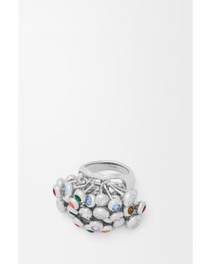 Loewe Anillo Push Pin En Plata De Ley Y Cristales Mujer - Blanco