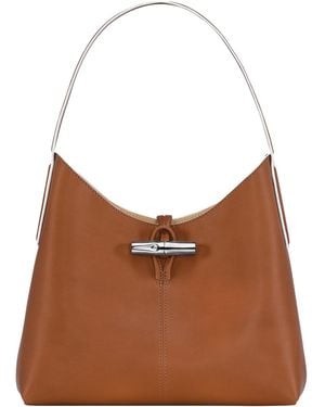 Longchamp Bamboo Clasp Leather Hobo Handbag - Brown