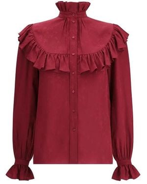 Saint Laurent Silk Shirt With Ruffles - Red