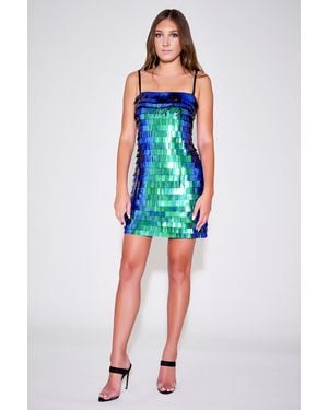 Tadashi Shoji Alexis Sequin-Fringe Strap Mini Dress - Blue