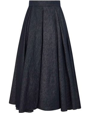 Max Mara Midi Full Skirt Denim - Blue
