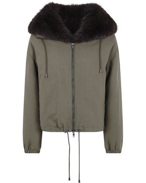DR. HOPE "Soleil" Canvas And Fur Jacket - Black