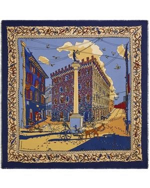 Ferragamo Scialle Fantasia "Palazzo Spini-Feroni" - Blue
