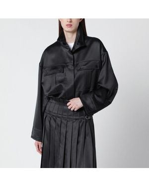 DURAZZI MILANO Dark Glossy Viscose Shirt Jacket - Black