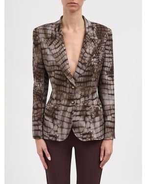 Elisabetta Franchi Crêpe Jacket With Alligator Print - Multicolor