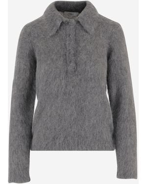 Chloé Polo Sweater Brushed Alpaca - Gray