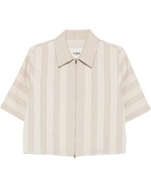 Fendi Pequin Drill Cropped Jacket - White