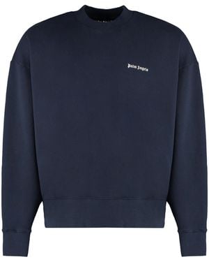 Palm Angels Cotton Crew-Neck Sweatshirt - Blue