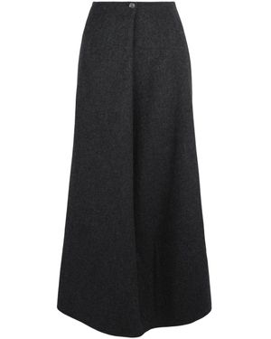 Givenchy Fold-Over Mid-Rise Wool-Blend Midi Skirt - Black