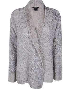 Avant Toi Hand Painted Cashmere And Silk Furry Stitch Open Cardigan With Lamination - Gray