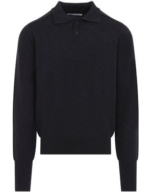 Studio Nicholson Coal Sark Polo Shirt Sweater - Blue