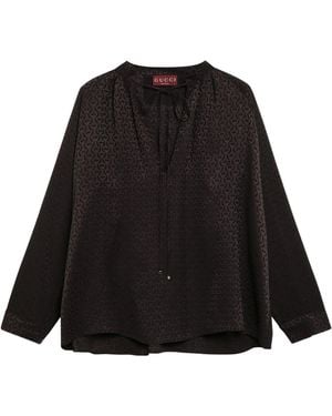 Gucci Horsebit Jacquard Silk Shirt - Black